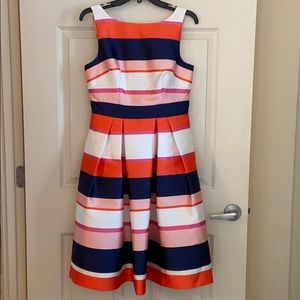 Eliza J Striped Satin dress with pockets